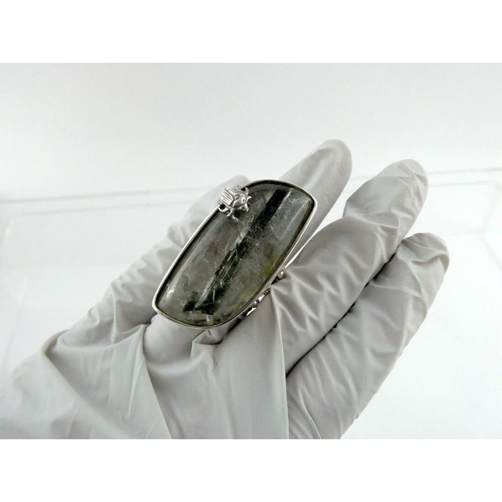 Stephen Dweck Sterling Silver Green Tourmaline in Quartz Ring OOAK Size 7.25 54g