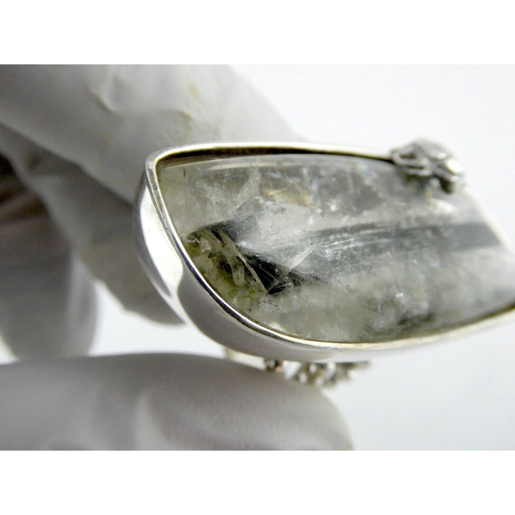 Stephen Dweck Sterling Silver Green Tourmaline in Quartz Ring OOAK Size 7.25 54g