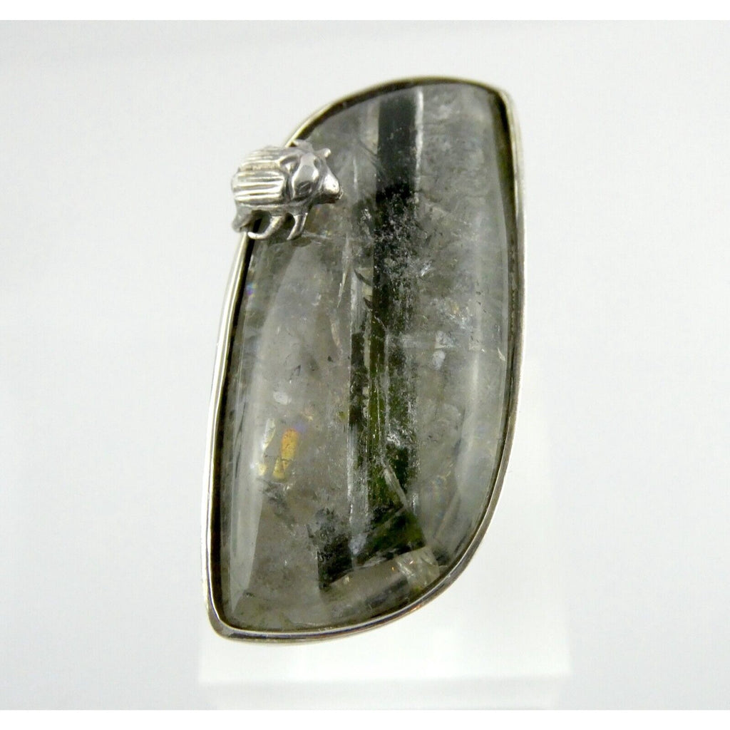 Stephen Dweck Sterling Silver Green Tourmaline in Quartz Ring OOAK Size 7.25 54g