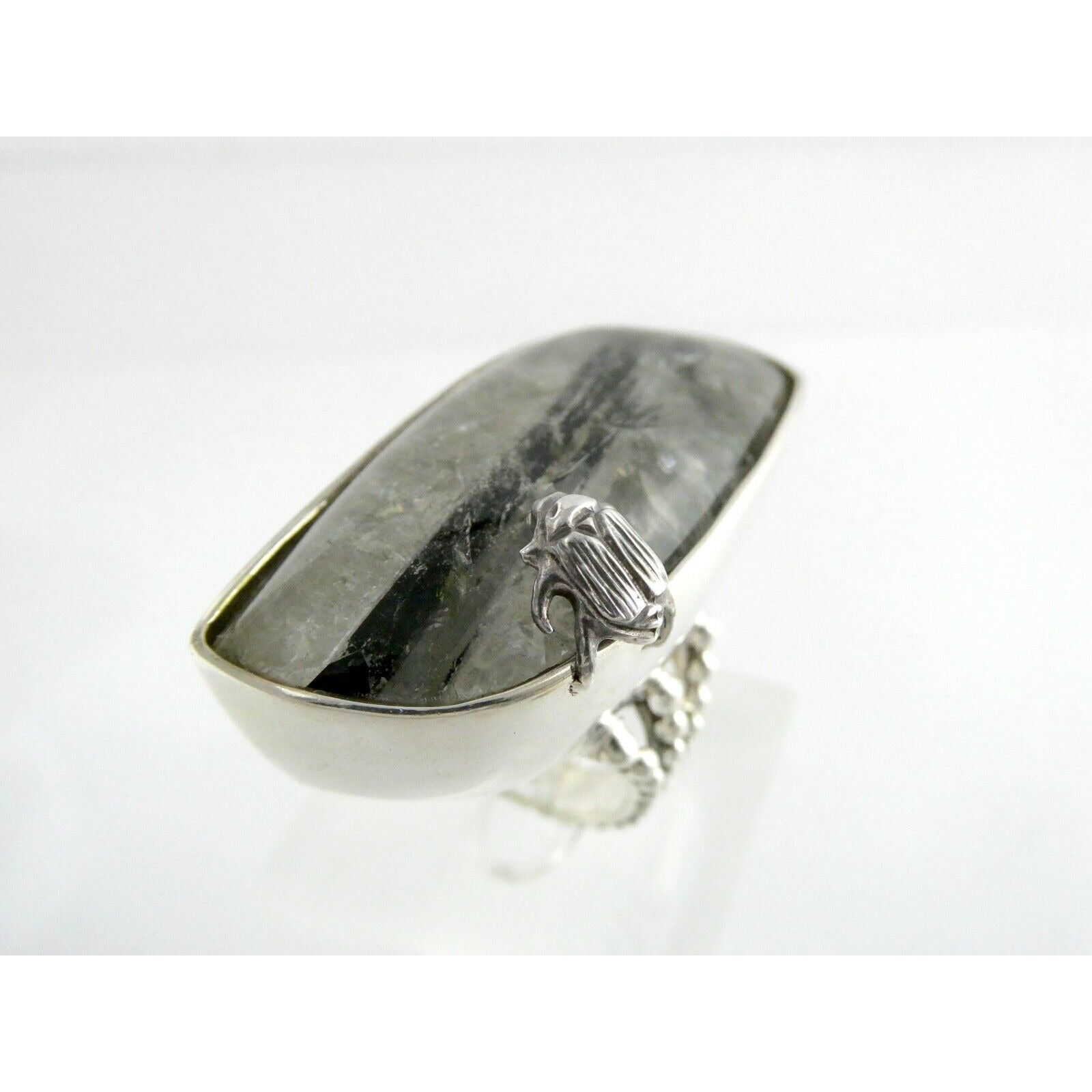 Stephen Dweck Sterling Silver Green Tourmaline in Quartz Ring OOAK Size 7.25 54g
