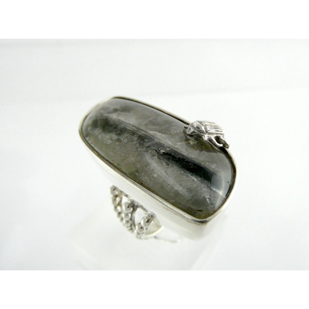 Stephen Dweck Sterling Silver Green Tourmaline in Quartz Ring OOAK Size 7.25 54g