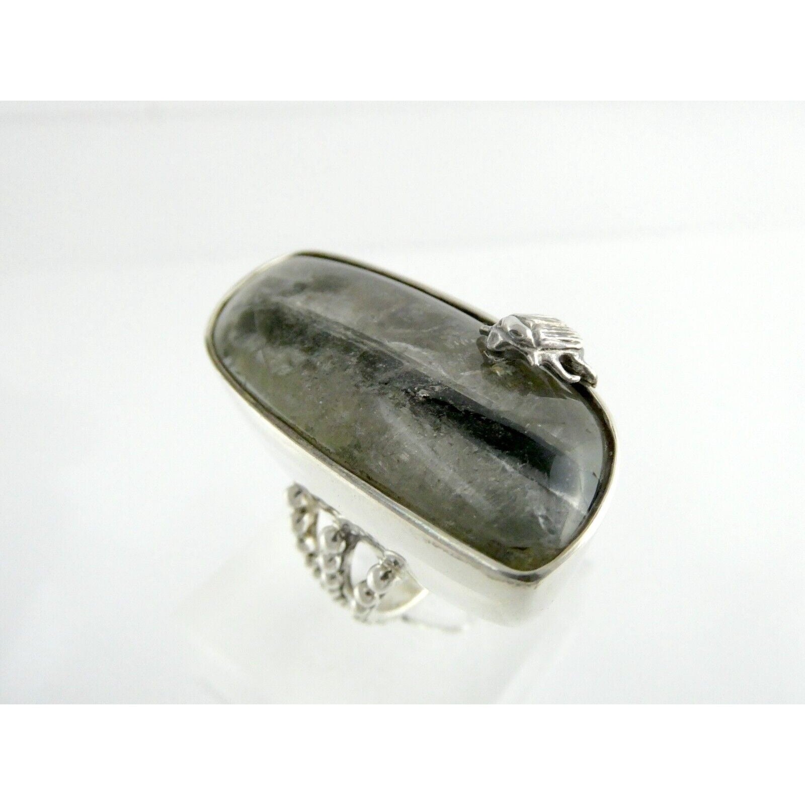 Stephen Dweck Sterling Silver Green Tourmaline in Quartz Ring OOAK Size 7.25 54g