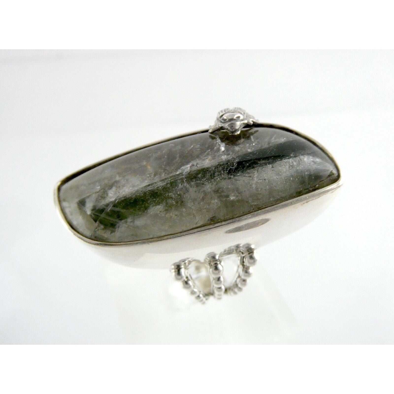 Stephen Dweck Sterling Silver Green Tourmaline in Quartz Ring OOAK Size 7.25 54g