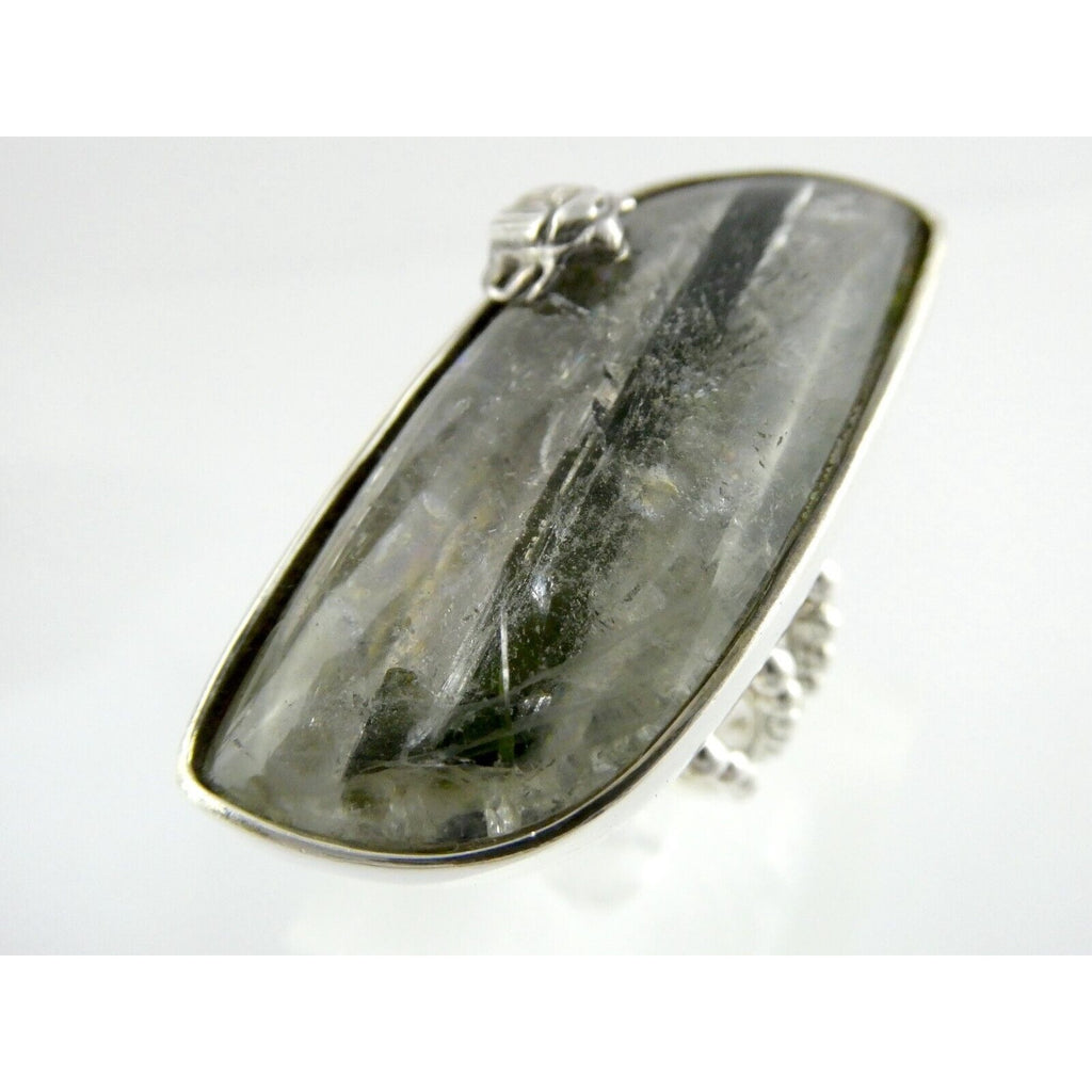 Stephen Dweck Sterling Silver Green Tourmaline in Quartz Ring OOAK Size 7.25 54g