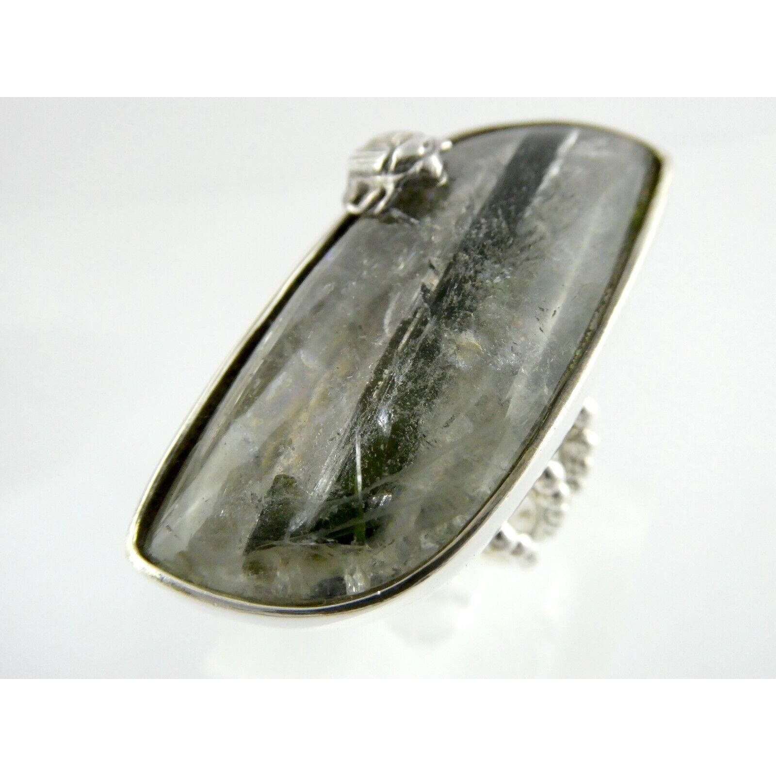 Stephen Dweck Sterling Silver Green Tourmaline in Quartz Ring OOAK Size 7.25 54g
