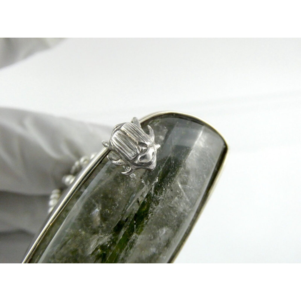 Stephen Dweck Sterling Silver Green Tourmaline in Quartz Ring OOAK Size 7.25 54g