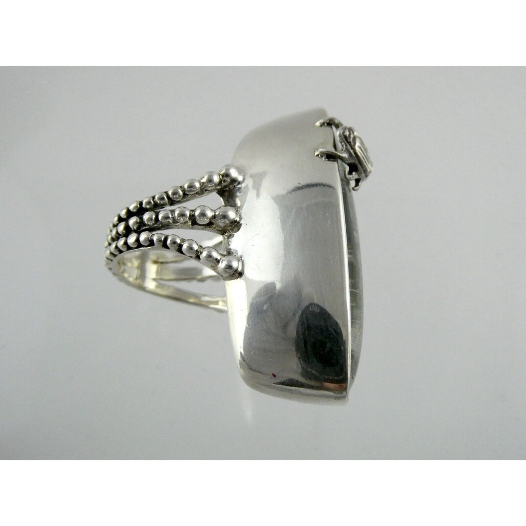 Stephen Dweck Sterling Silver Green Tourmaline in Quartz Ring OOAK Size 7.25 54g