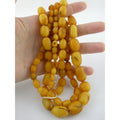 Vintage Hand Strung Butterscotch Amber Bead Double Strand Necklace 78g No Clasp