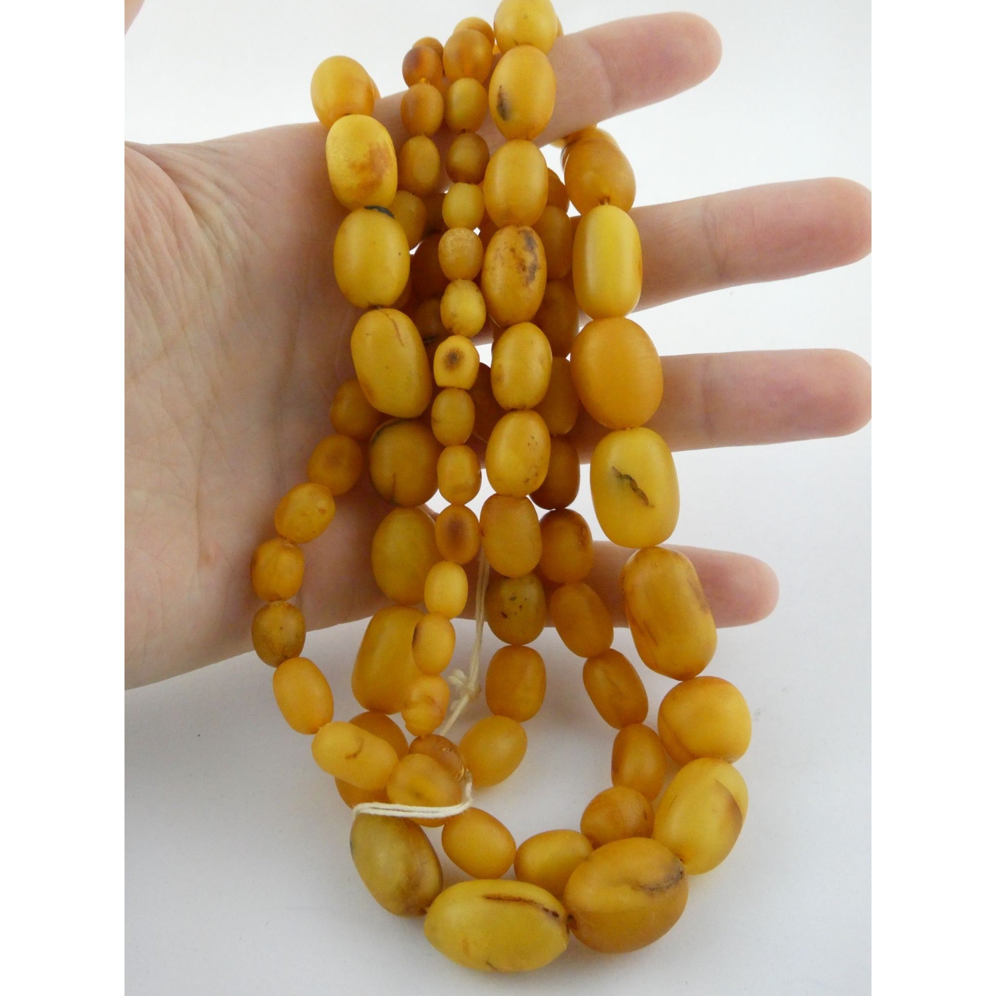 Vintage Hand Strung Butterscotch Amber Bead Double Strand Necklace 78g No Clasp