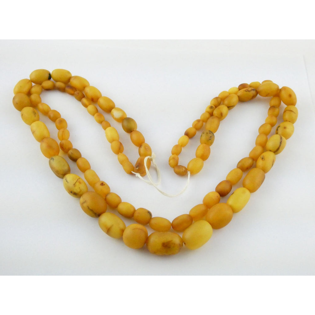 Vintage Hand Strung Butterscotch Amber Bead Double Strand Necklace 78g No Clasp