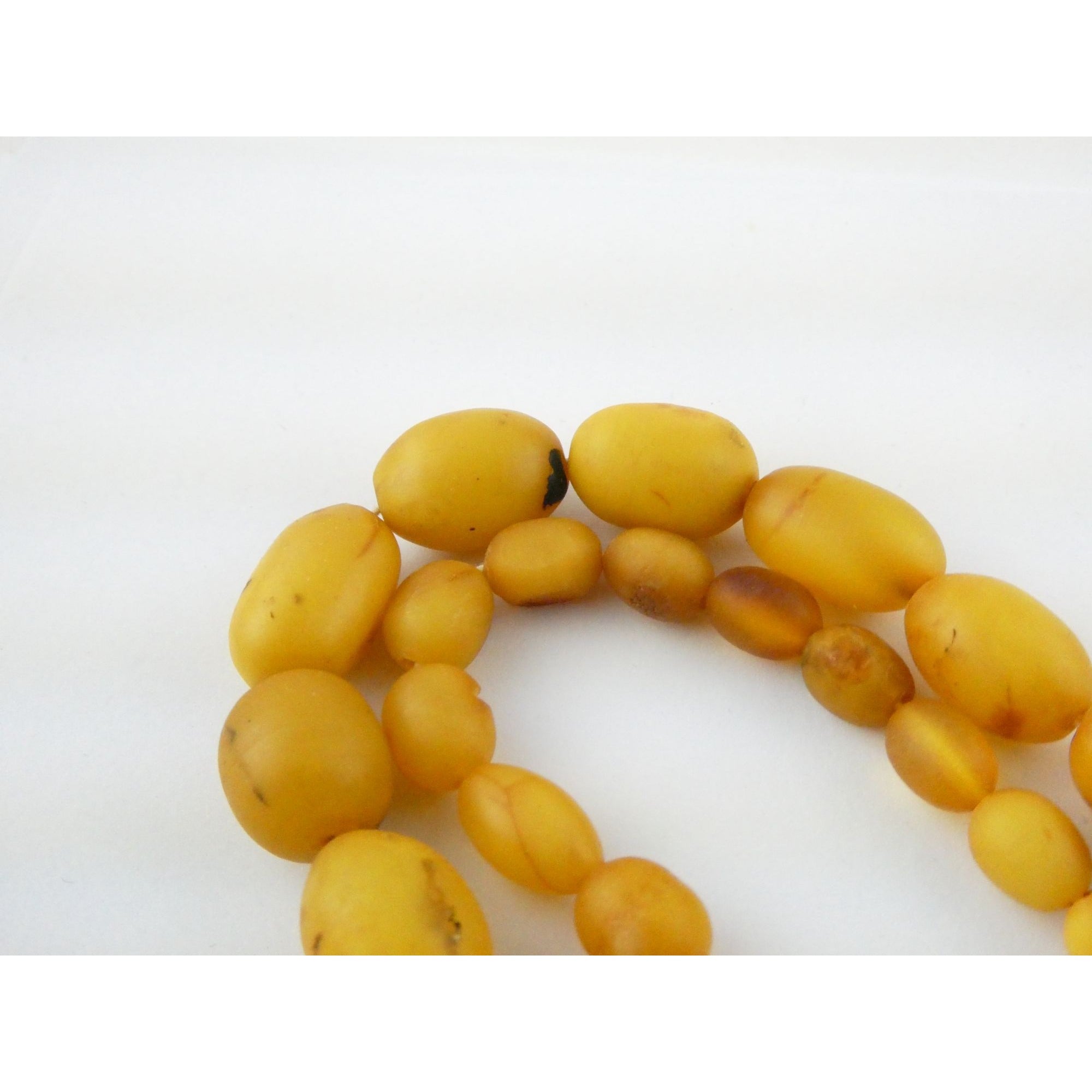 Vintage Hand Strung Butterscotch Amber Bead Double Strand Necklace 78g No Clasp