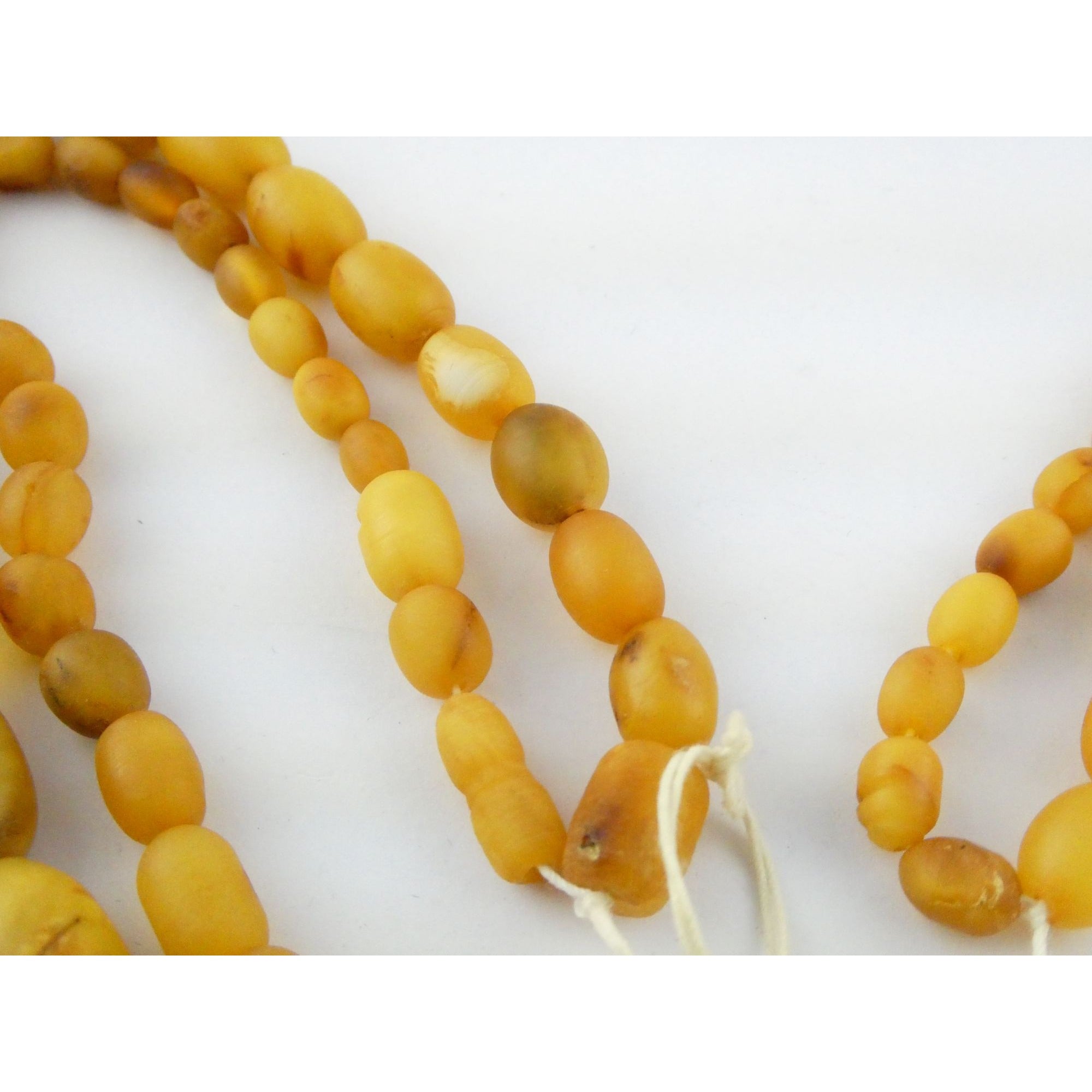 Vintage Hand Strung Butterscotch Amber Bead Double Strand Necklace 78g No Clasp