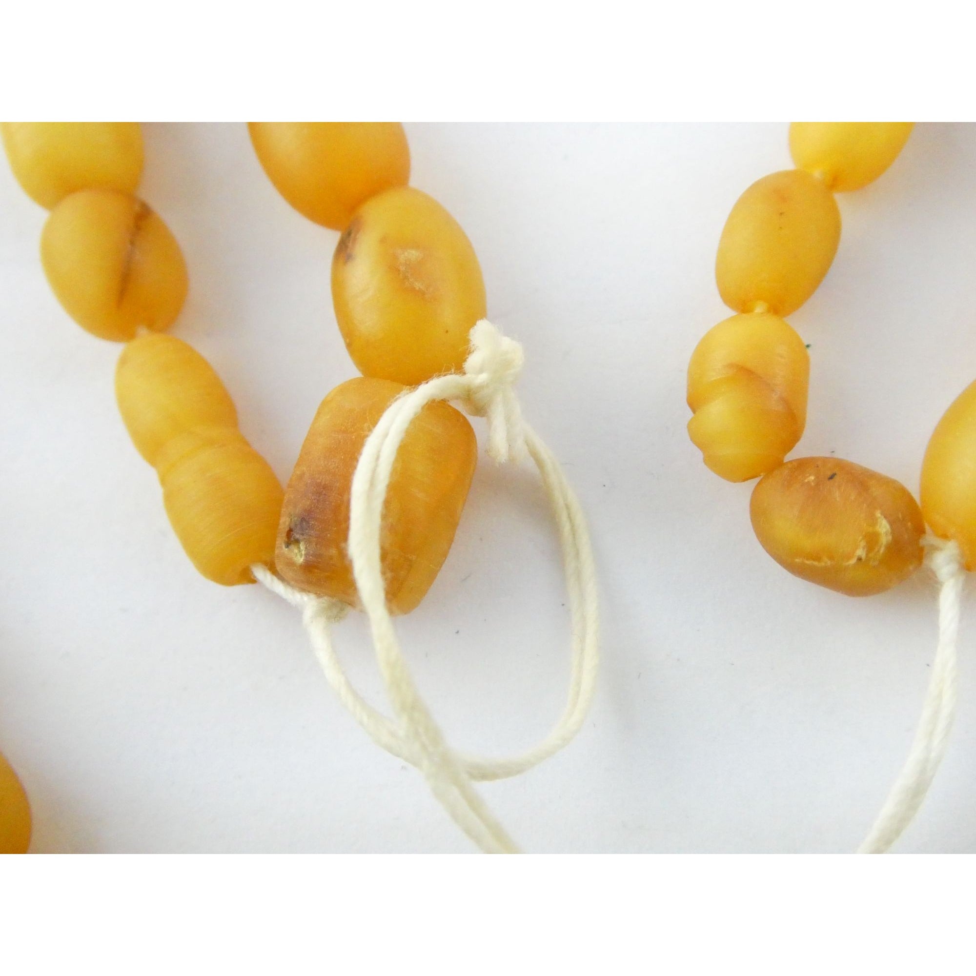 Vintage Hand Strung Butterscotch Amber Bead Double Strand Necklace 78g No Clasp