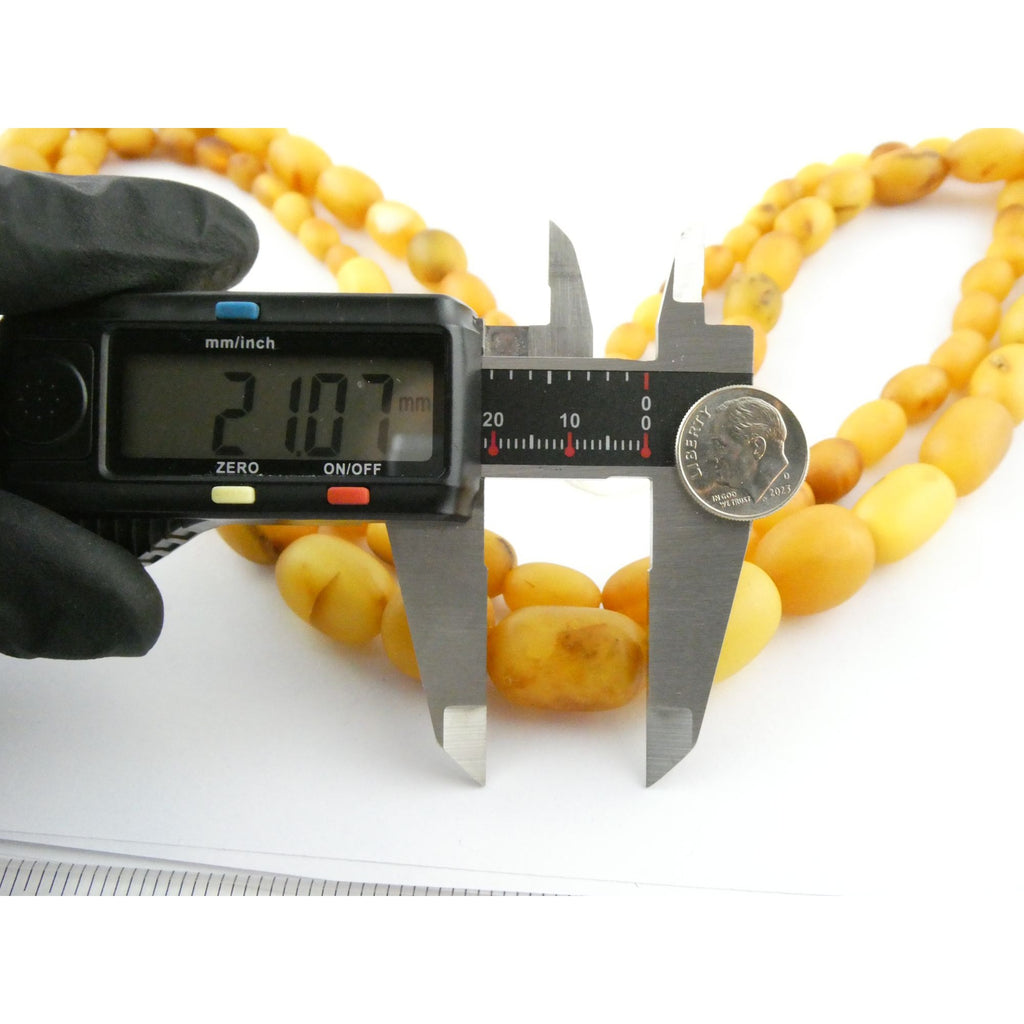 Vintage Hand Strung Butterscotch Amber Bead Double Strand Necklace 78g No Clasp