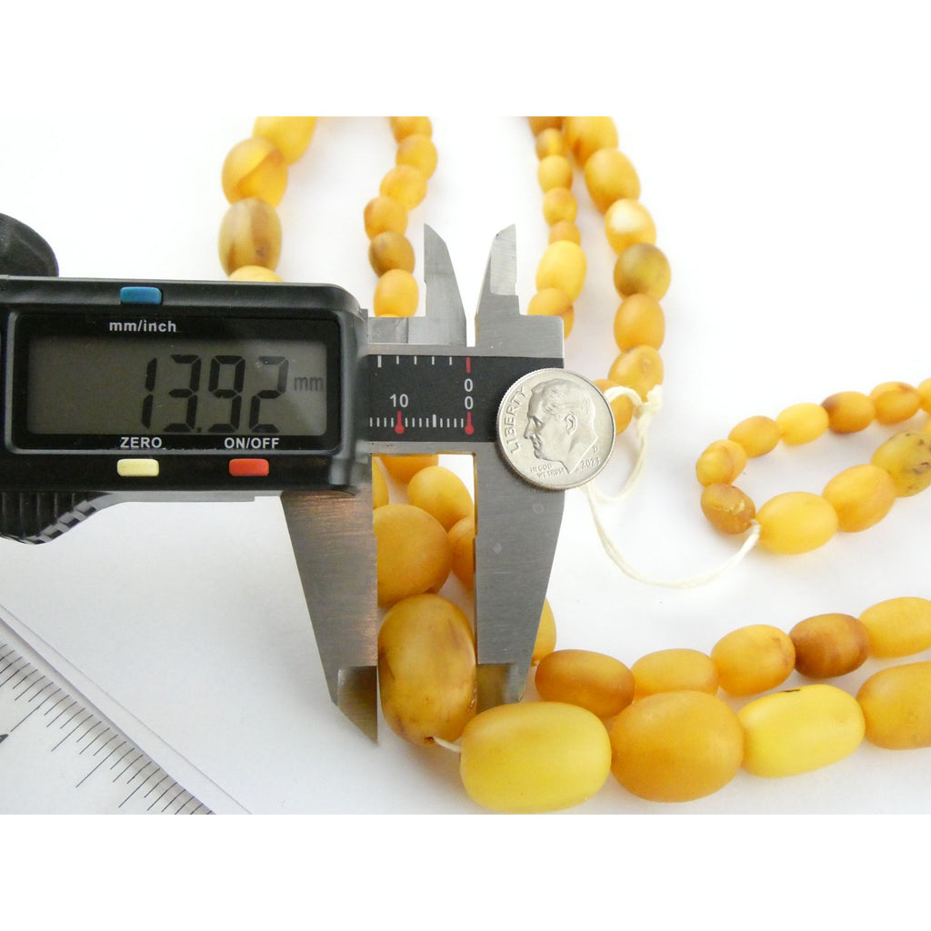 Vintage Hand Strung Butterscotch Amber Bead Double Strand Necklace 78g No Clasp