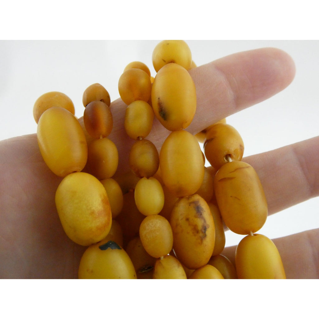 Vintage Hand Strung Butterscotch Amber Bead Double Strand Necklace 78g No Clasp