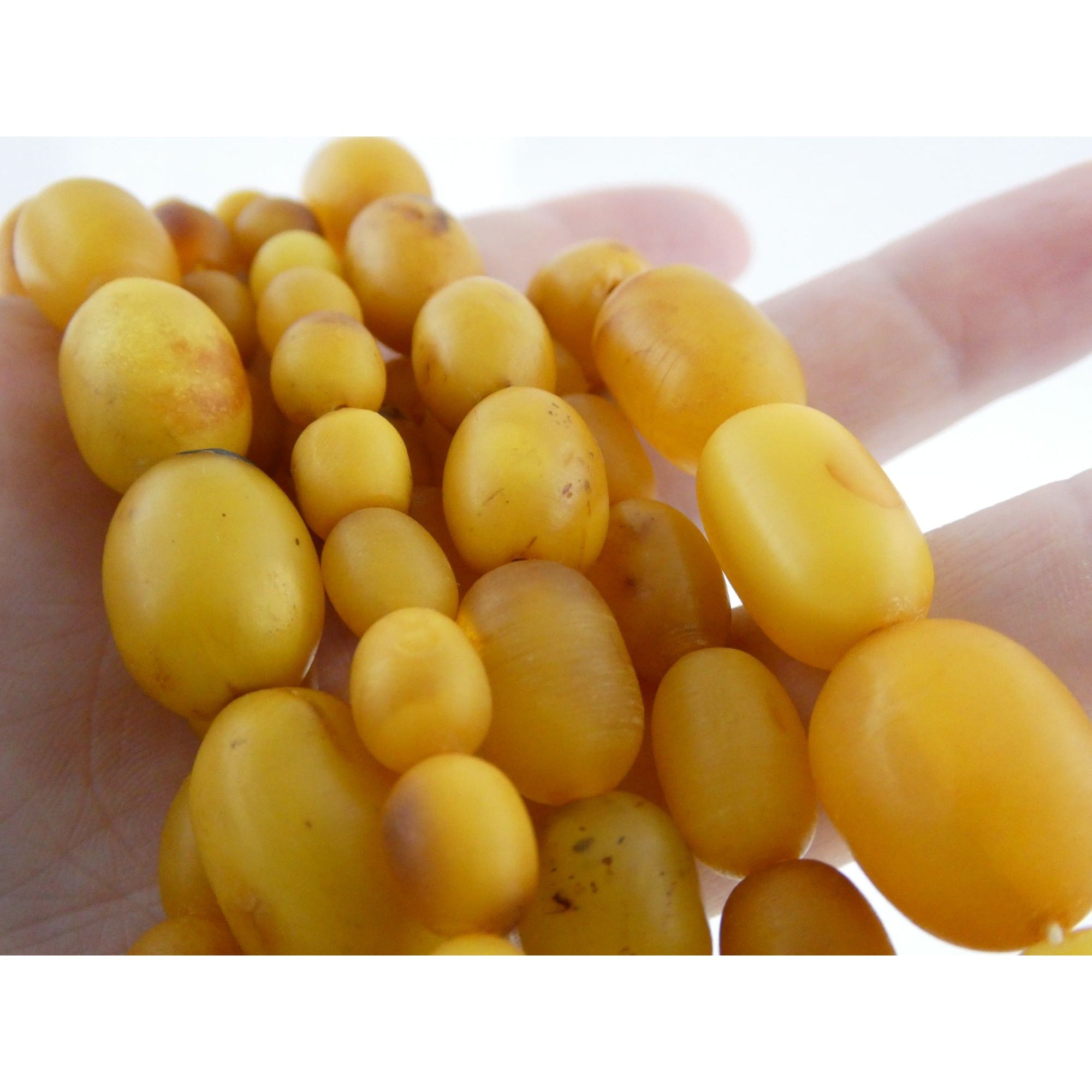 Vintage Hand Strung Butterscotch Amber Bead Double Strand Necklace 78g No Clasp