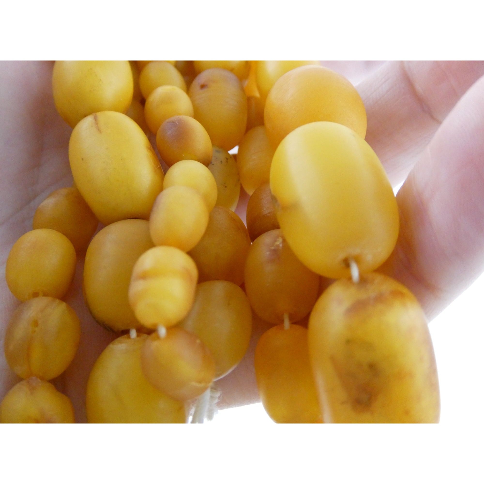Vintage Hand Strung Butterscotch Amber Bead Double Strand Necklace 78g No Clasp