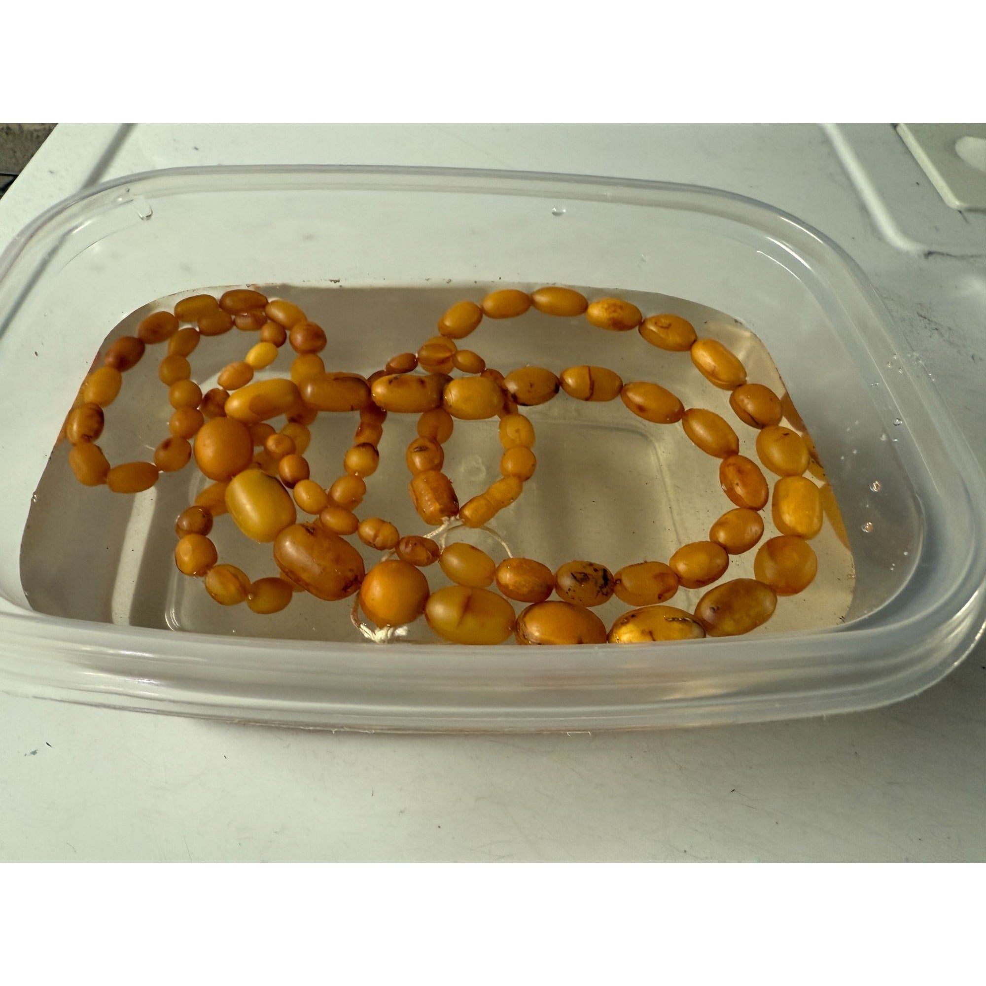 Vintage Hand Strung Butterscotch Amber Bead Double Strand Necklace 78g No Clasp