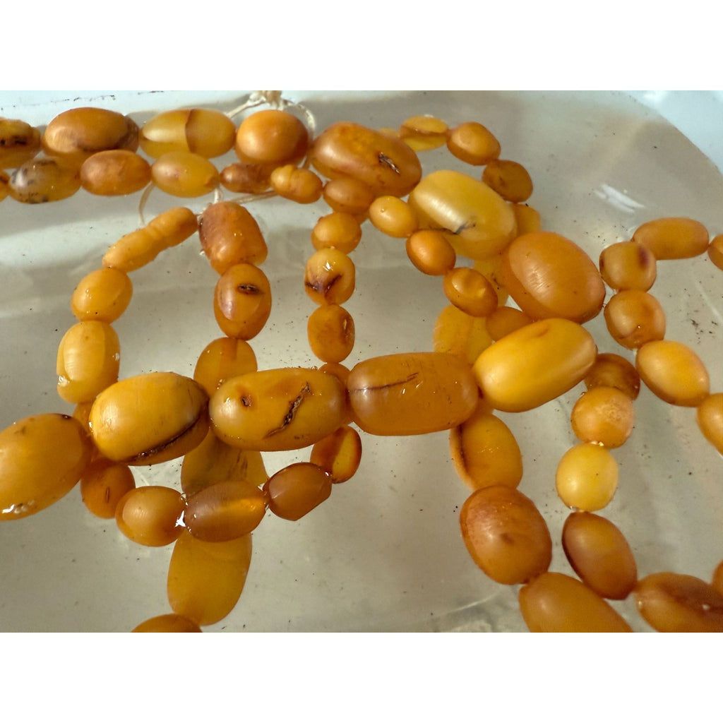 Vintage Hand Strung Butterscotch Amber Bead Double Strand Necklace 78g No Clasp