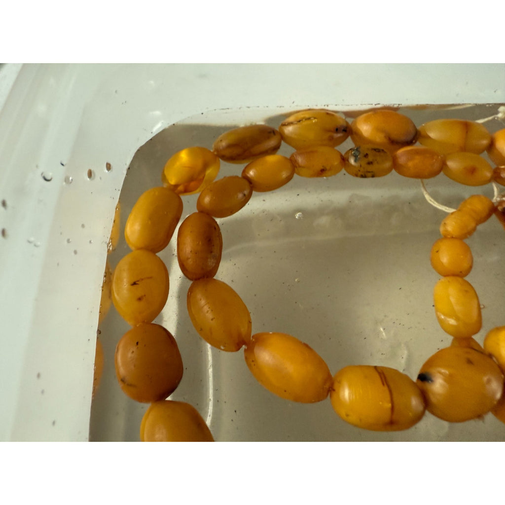 Vintage Hand Strung Butterscotch Amber Bead Double Strand Necklace 78g No Clasp