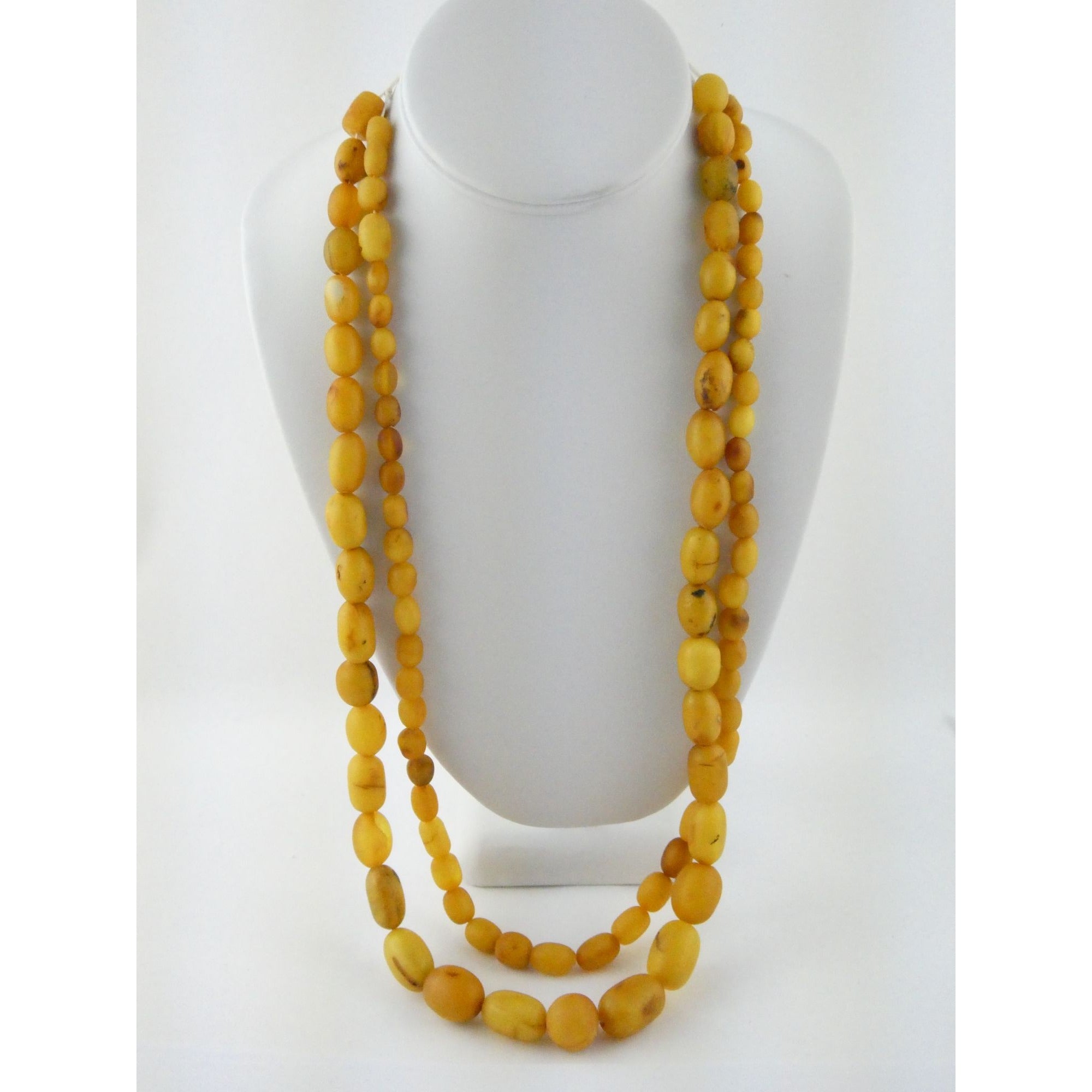 Vintage Hand Strung Butterscotch Amber Bead Double Strand Necklace 78g No Clasp