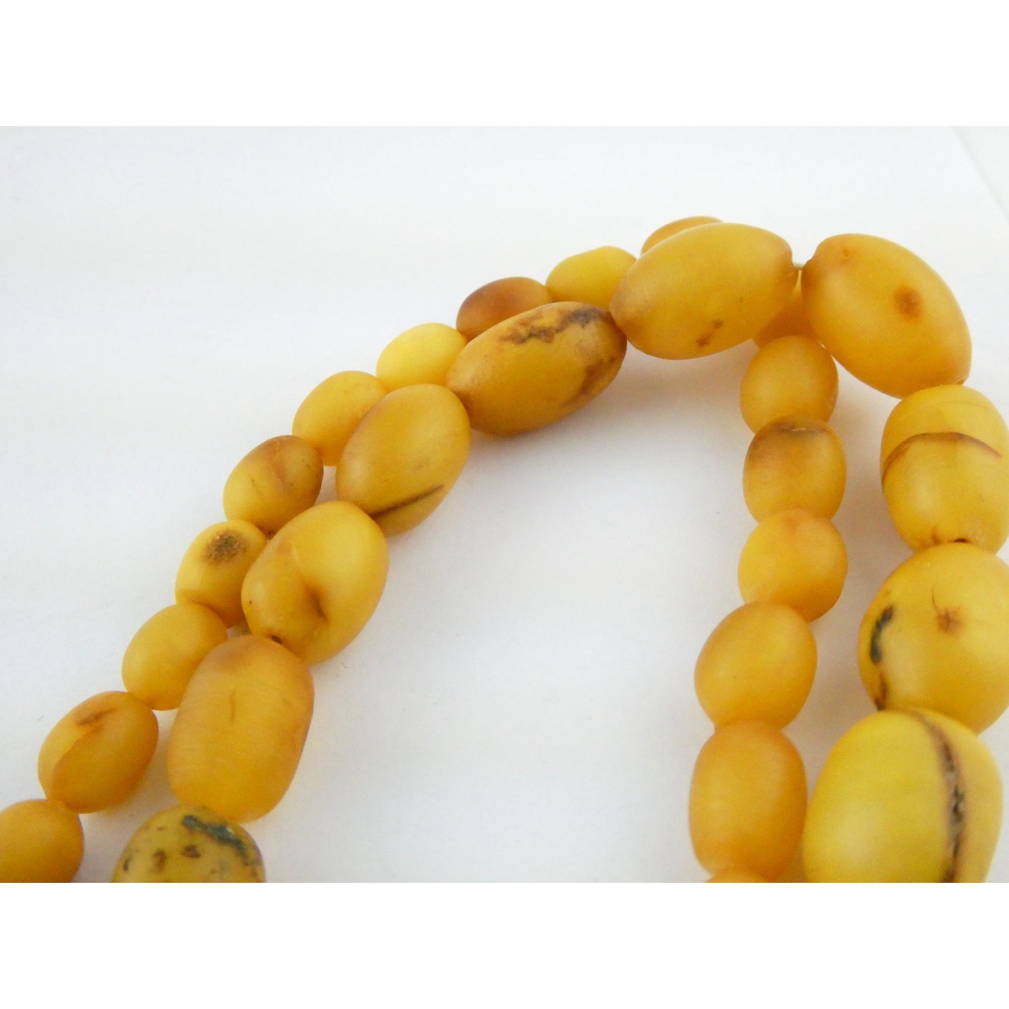 Vintage Hand Strung Butterscotch Amber Bead Double Strand Necklace 78g No Clasp