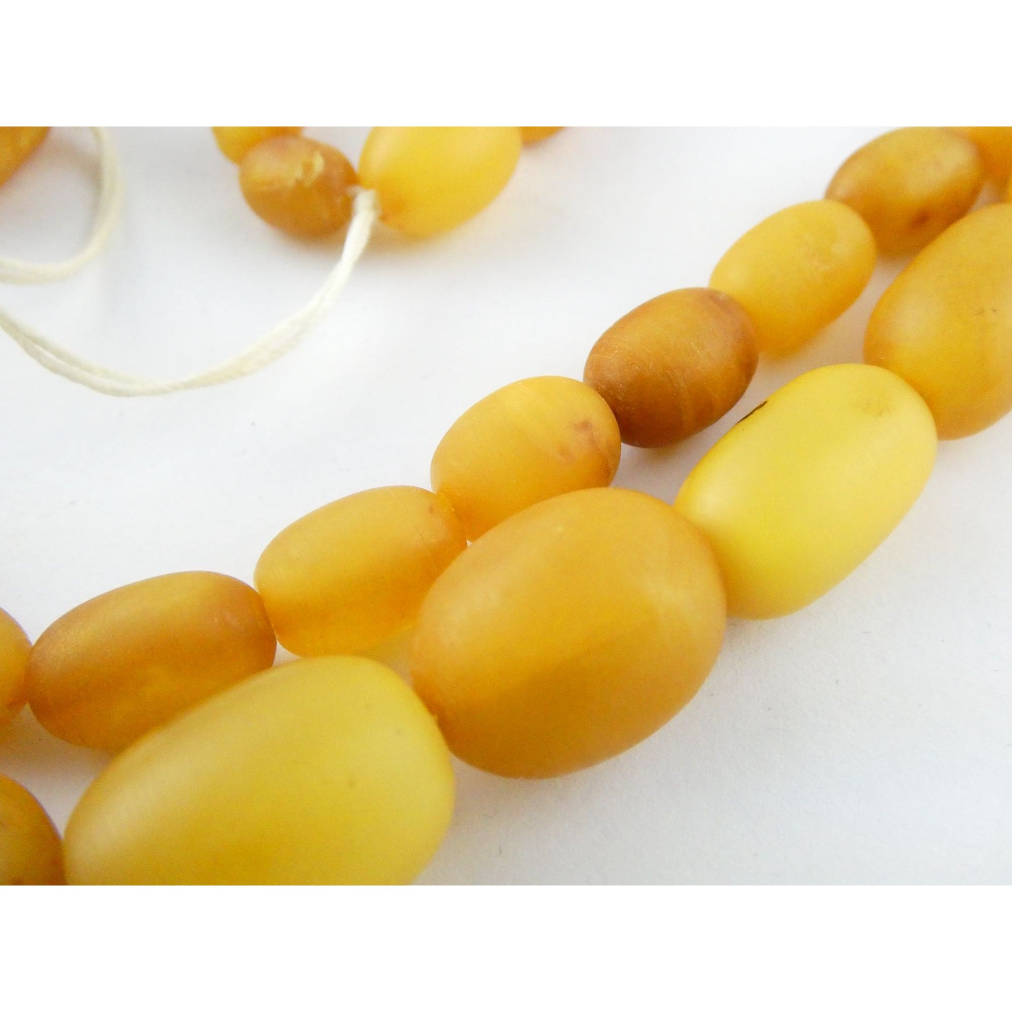 Vintage Hand Strung Butterscotch Amber Bead Double Strand Necklace 78g No Clasp