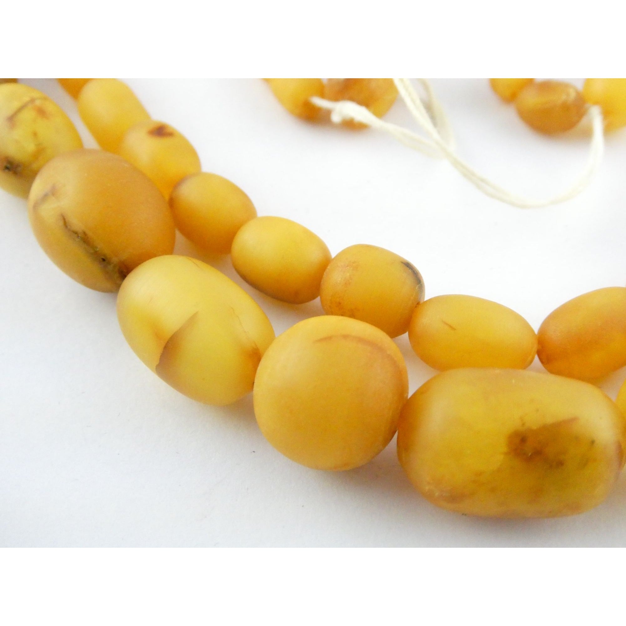 Vintage Hand Strung Butterscotch Amber Bead Double Strand Necklace 78g No Clasp