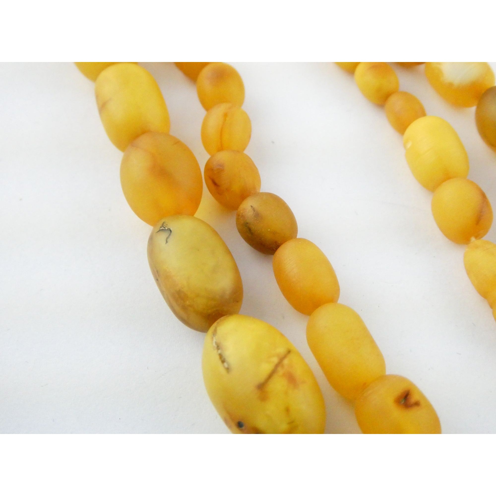 Vintage Hand Strung Butterscotch Amber Bead Double Strand Necklace 78g No Clasp