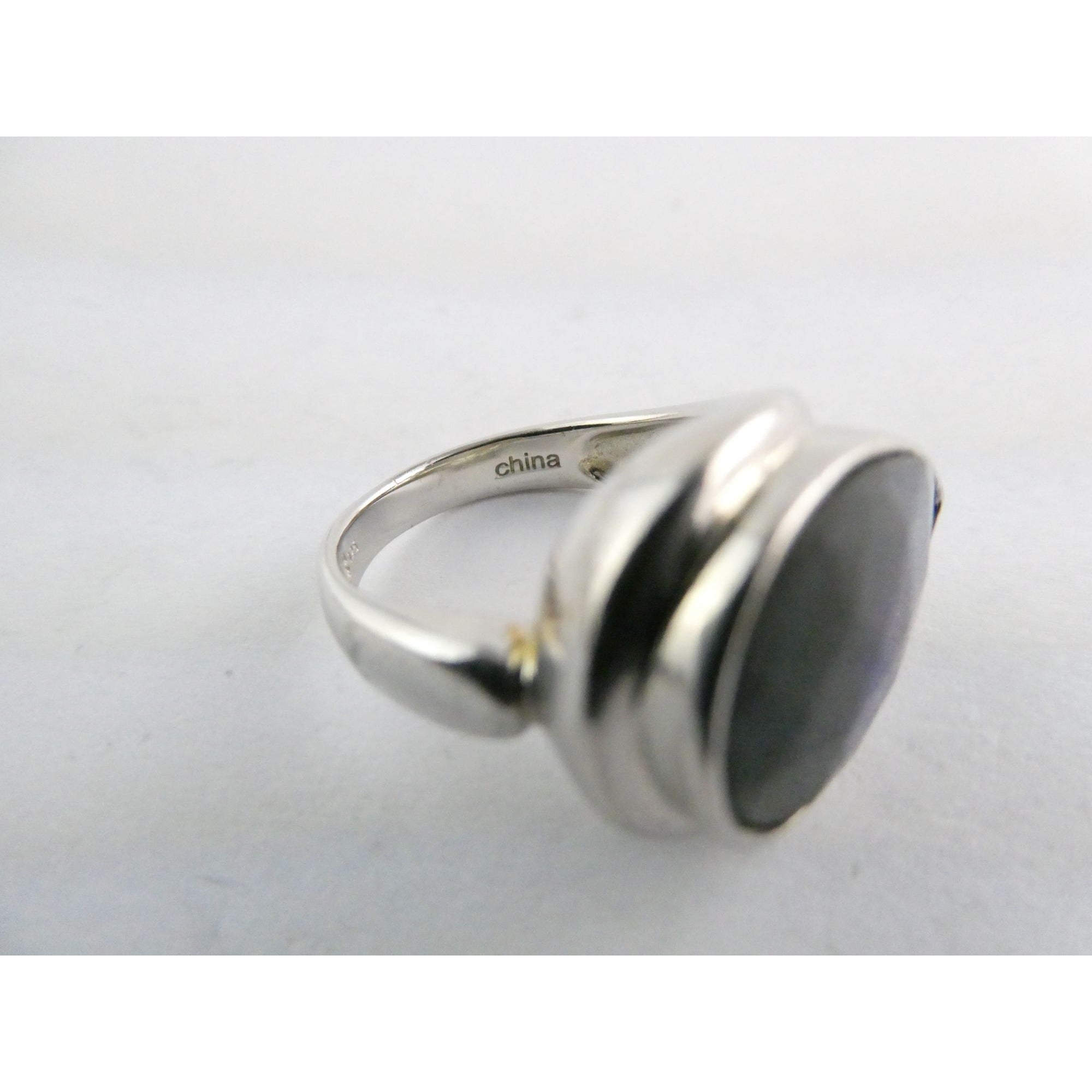 Designer Sterling Silver Quartz Ammolite Doublet Statement Ring Sz 7 20mm Front
