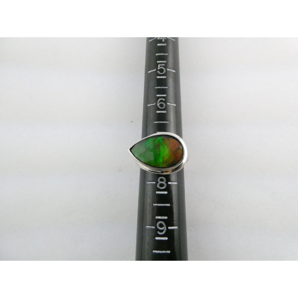 Designer Sterling Silver Quartz Ammolite Doublet Statement Ring Sz 7 20mm Front