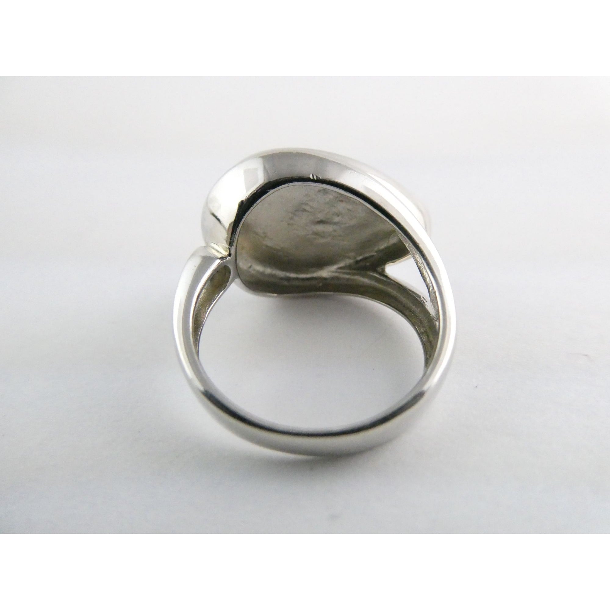 Designer Sterling Silver Quartz Ammolite Doublet Statement Ring Sz 7 20mm Front