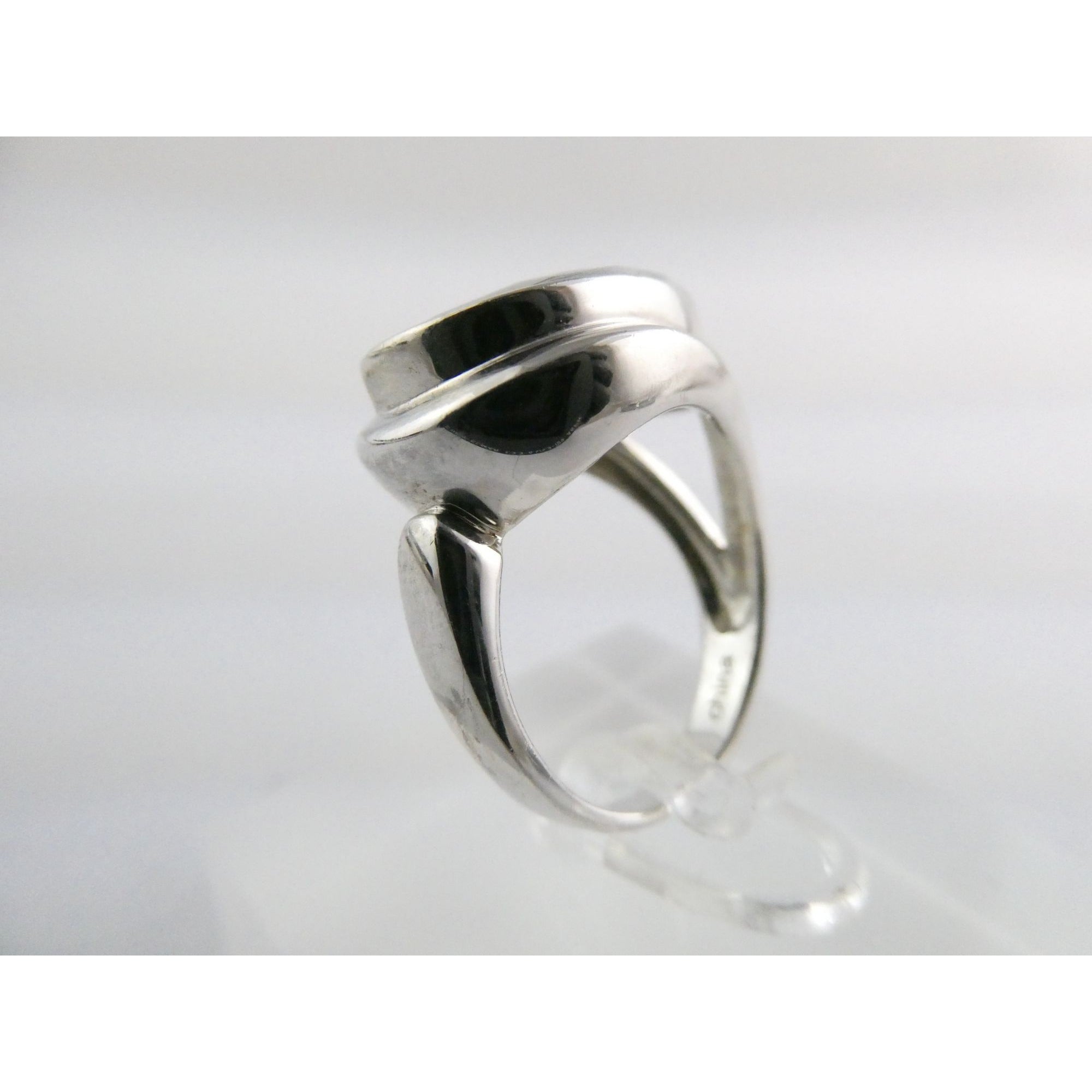 Designer Sterling Silver Quartz Ammolite Doublet Statement Ring Sz 7 20mm Front