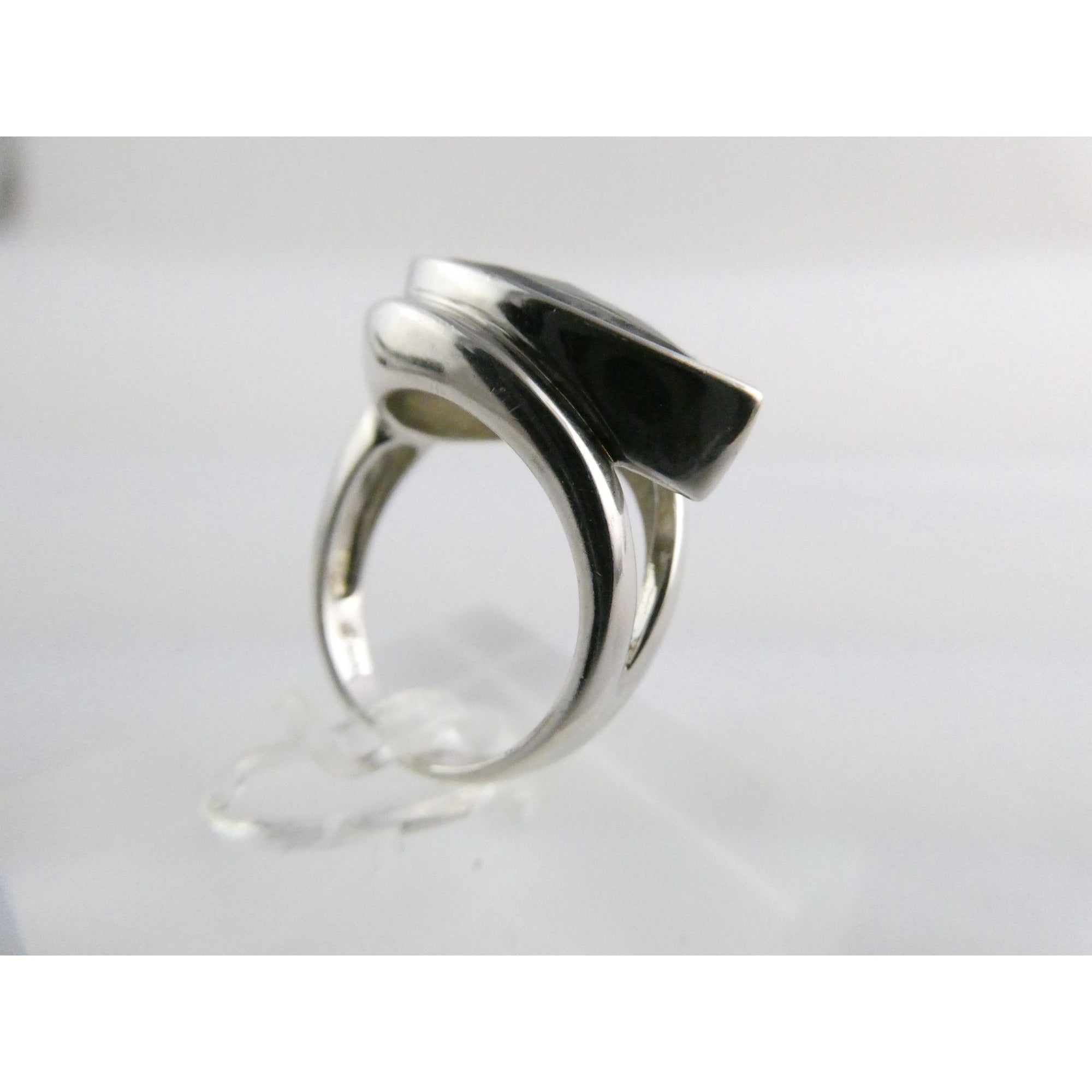 Designer Sterling Silver Quartz Ammolite Doublet Statement Ring Sz 7 20mm Front