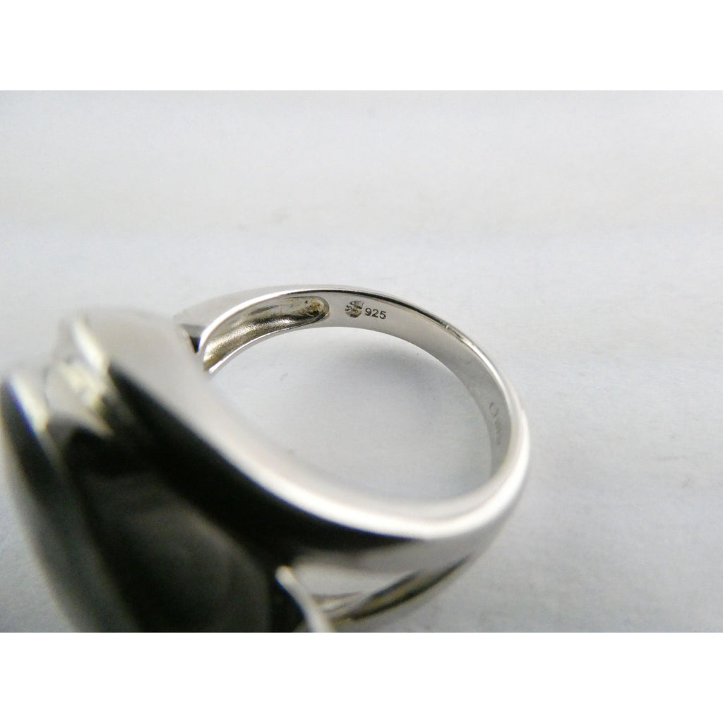 Designer Sterling Silver Quartz Ammolite Doublet Statement Ring Sz 7 20mm Front