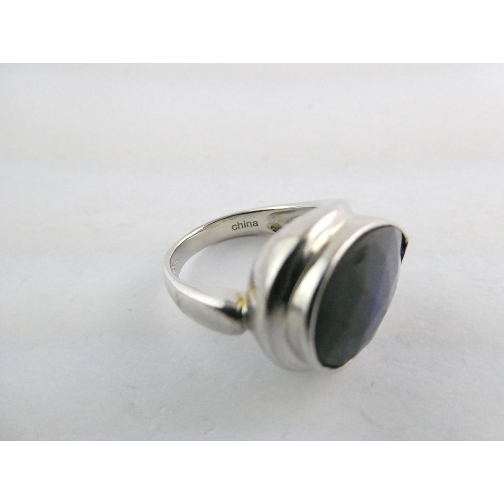 Designer Sterling Silver Quartz Ammolite Doublet Statement Ring Sz 7 20mm Front