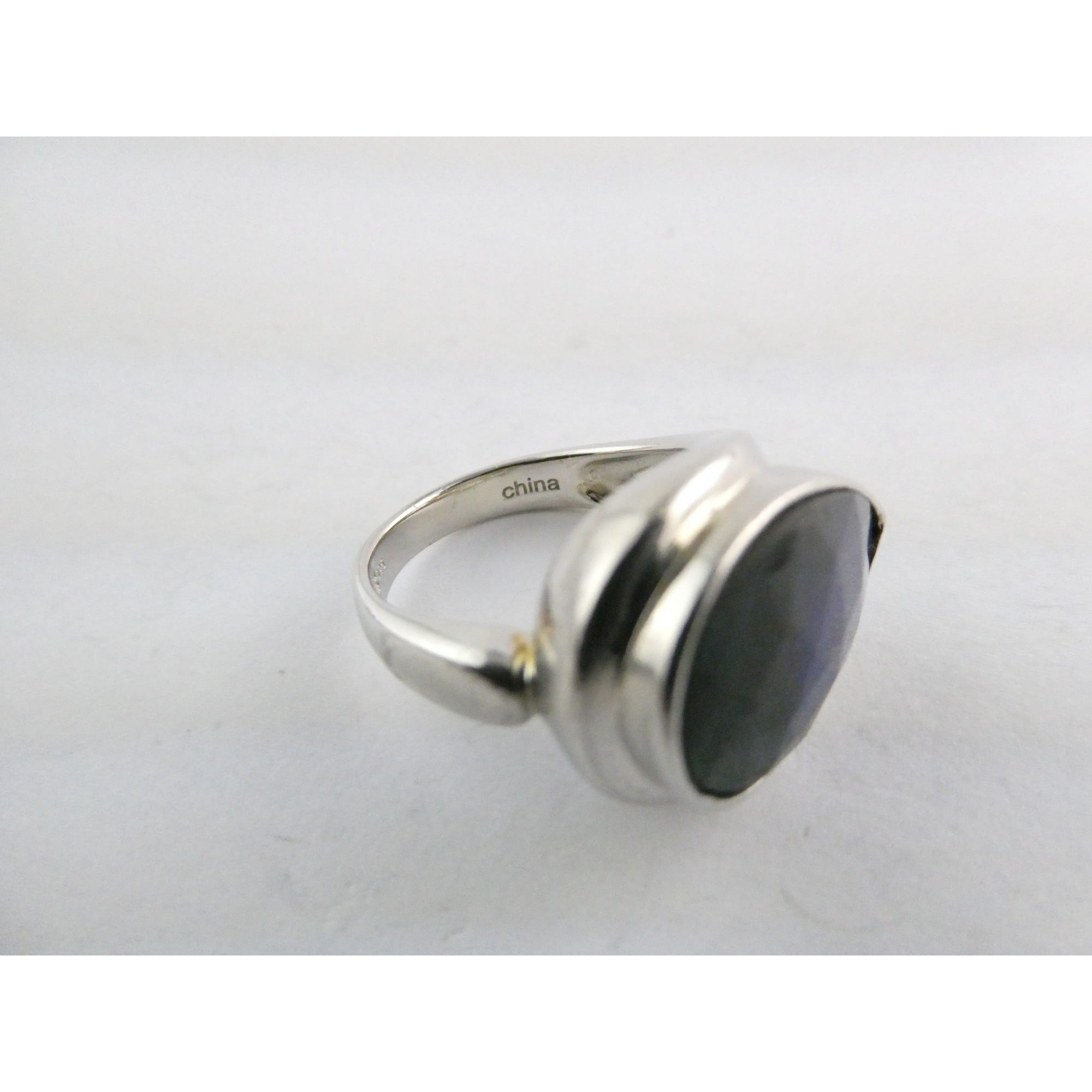 Designer Sterling Silver Quartz Ammolite Doublet Statement Ring Sz 7 20mm Front