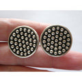 Lagos Caviar Sterling Silver 14k Gold Post Dot Design Pierced Earrings 13g 24mm