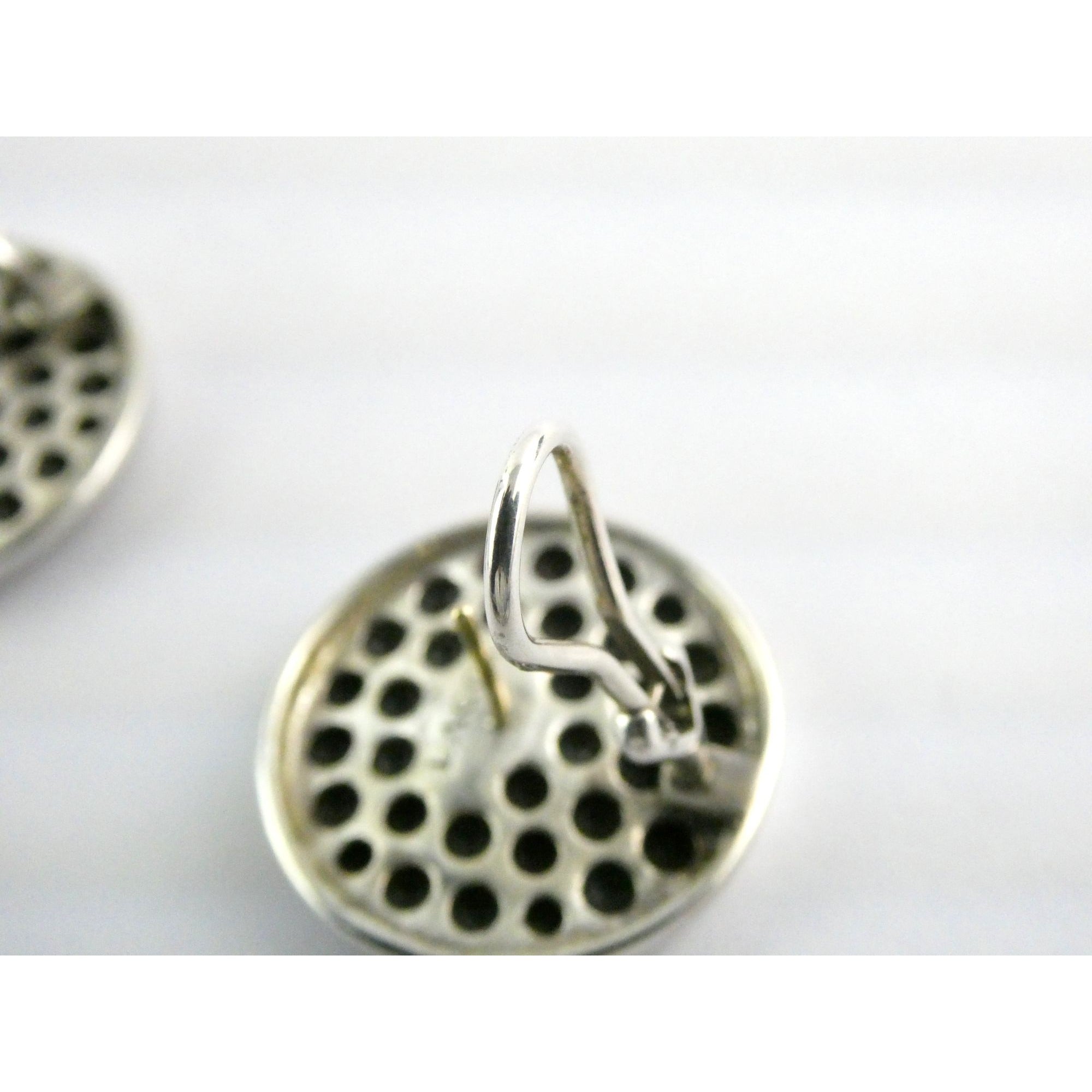 Lagos Caviar Sterling Silver 14k Gold Post Dot Design Pierced Earrings 13g 24mm