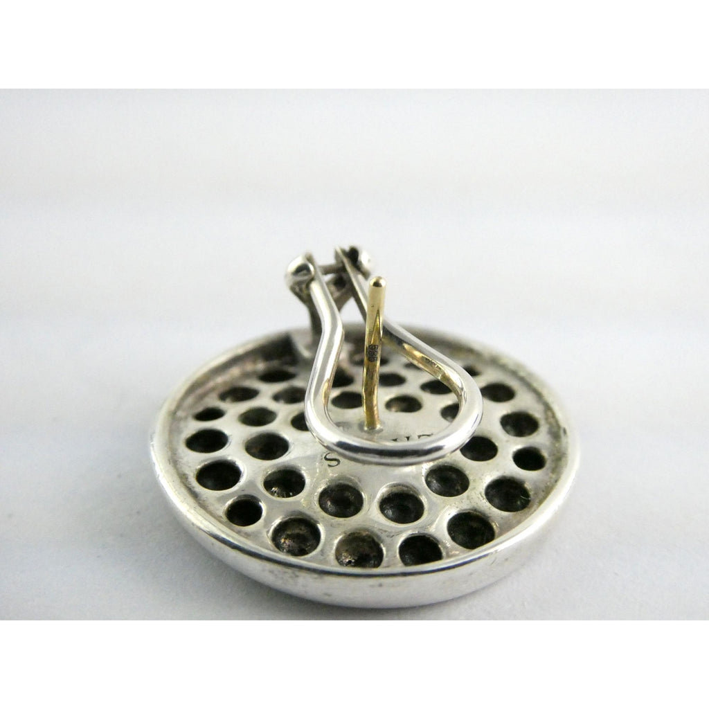 Lagos Caviar Sterling Silver 14k Gold Post Dot Design Pierced Earrings 13g 24mm