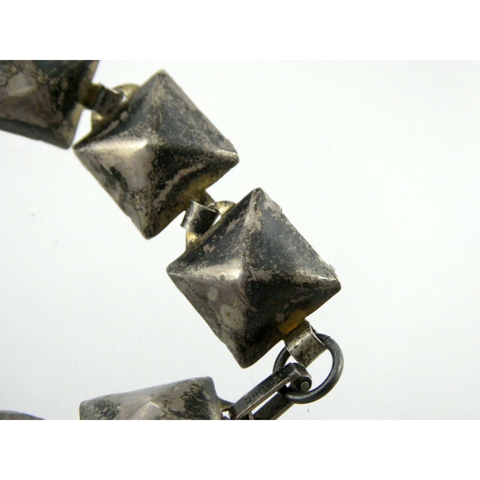 Antique Sterling Silver Prong Set Closed Back Paste Gem Bracelet 6 Inches 21.7g