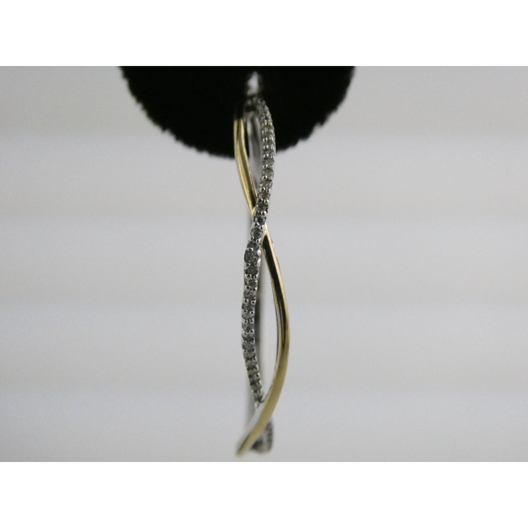 Aldin International Sterling Silver 10k Gold In and Out Natural Diamond Earrings