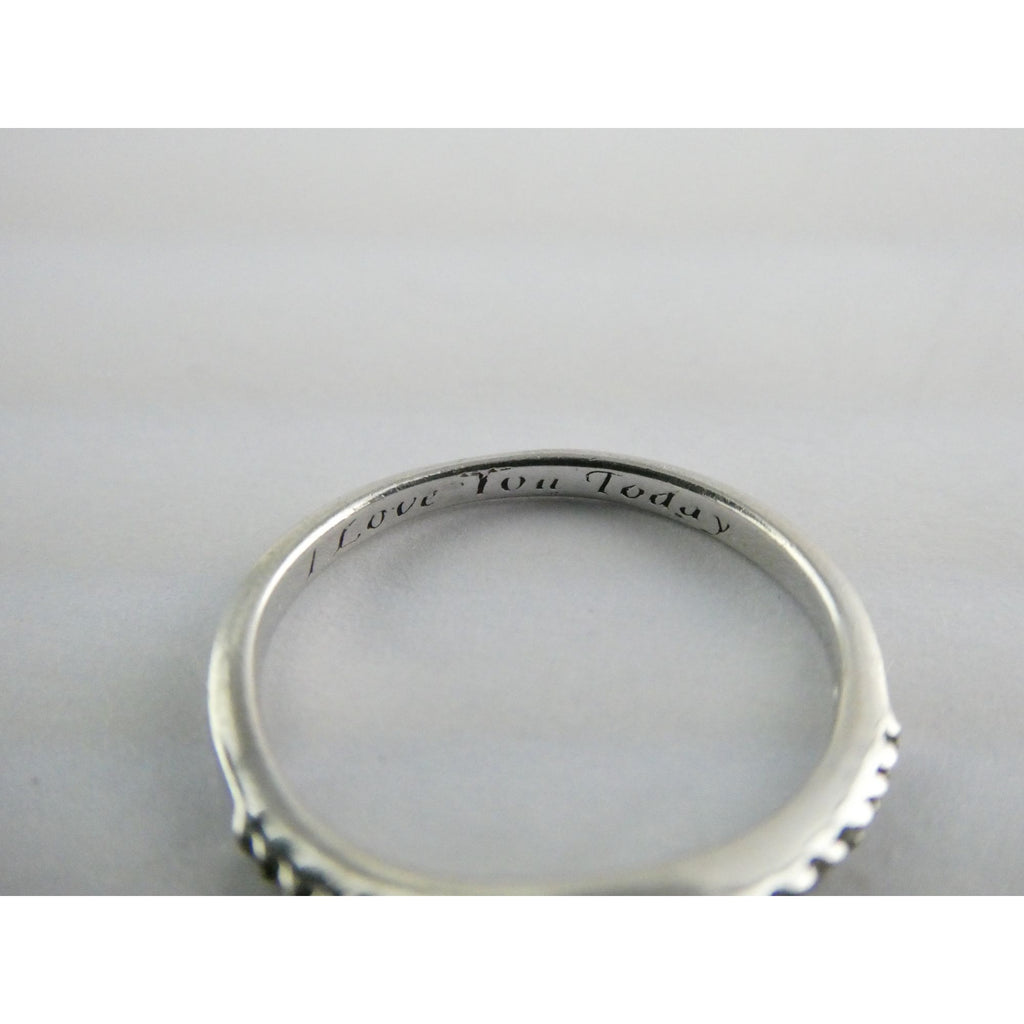 Sterling Silver Smoky Quartz Band Ring Size 7.25 I Love You Today Quote 1.4g