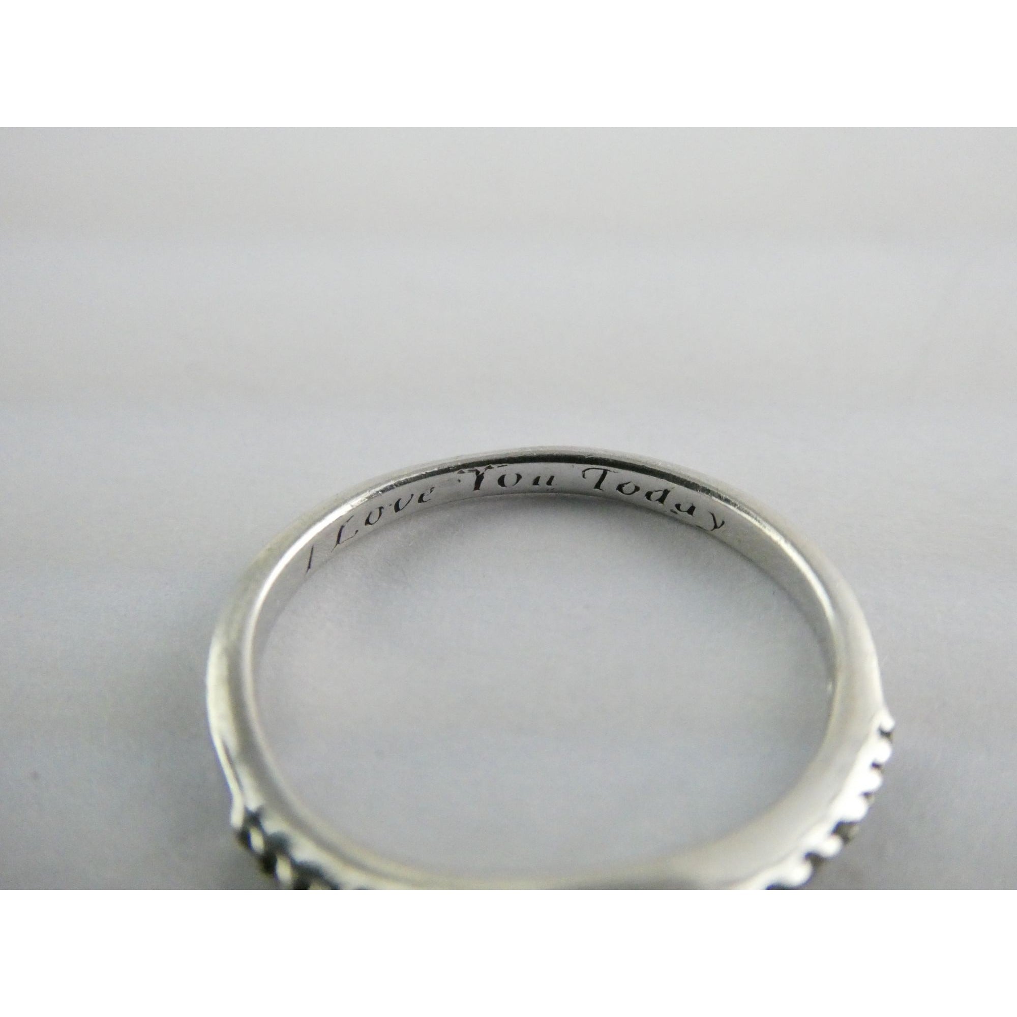 Sterling Silver Smoky Quartz Band Ring Size 7.25 I Love You Today Quote 1.4g