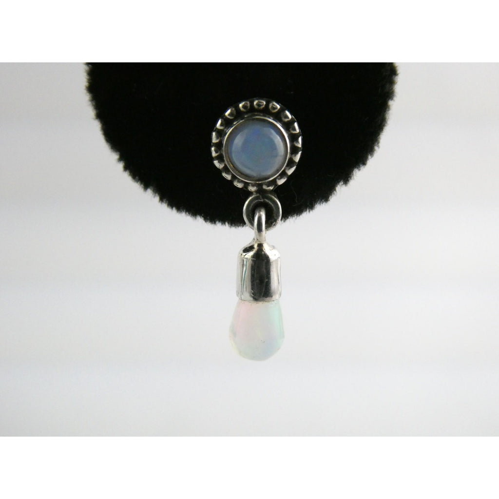Sterling Silver Ethiopian Opal Drop Stud Earrings 2g 20mm Length NEW and UNUSED