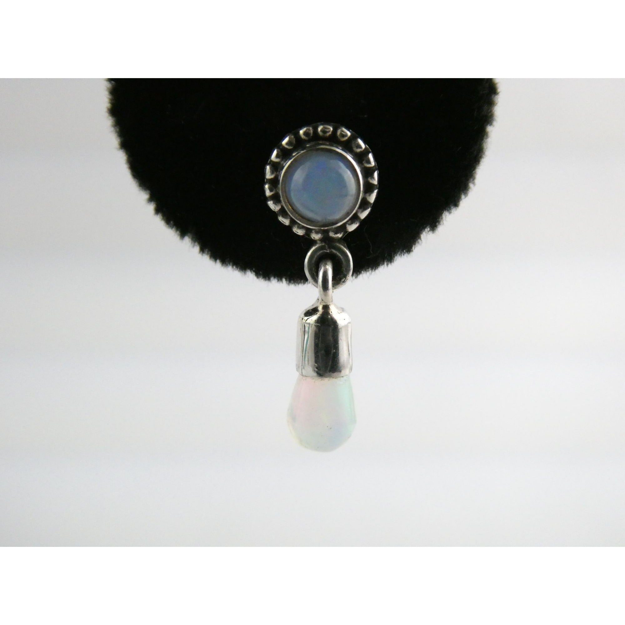 Sterling Silver Ethiopian Opal Drop Stud Earrings 2g 20mm Length NEW and UNUSED