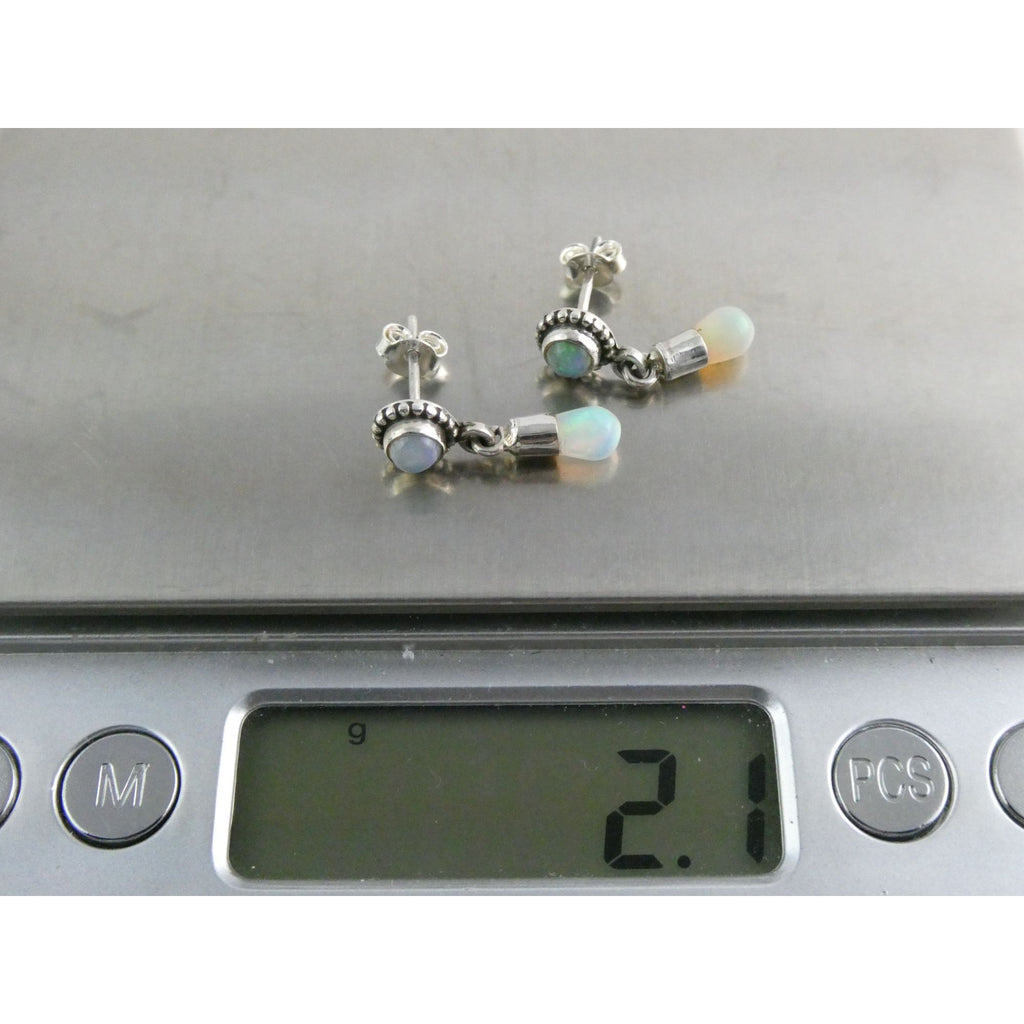 Sterling Silver Ethiopian Opal Drop Stud Earrings 2g 20mm Length NEW and UNUSED