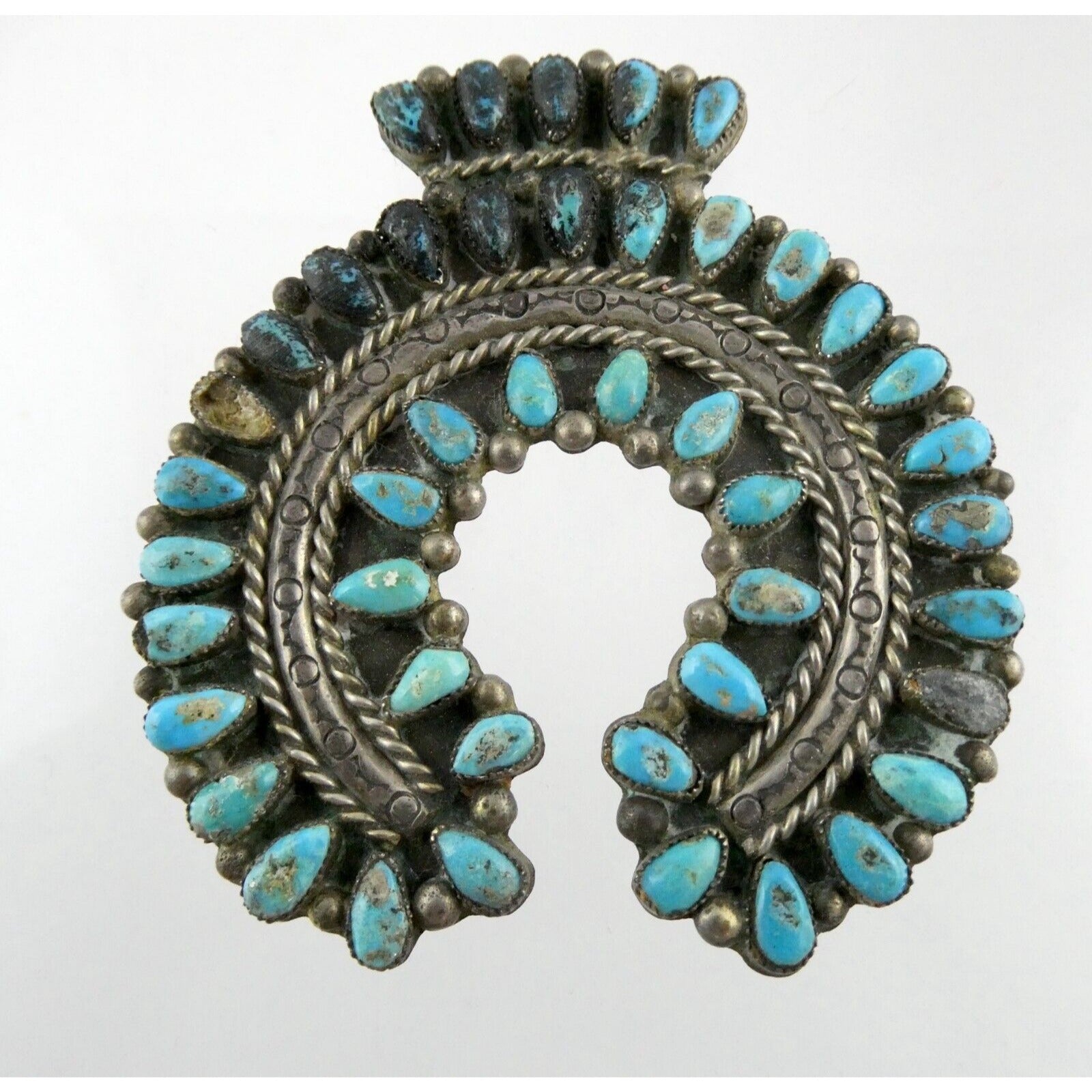 Southwestern NA Sterling Silver Turquoise Squash Blossom Pendant ONLY - AS IS