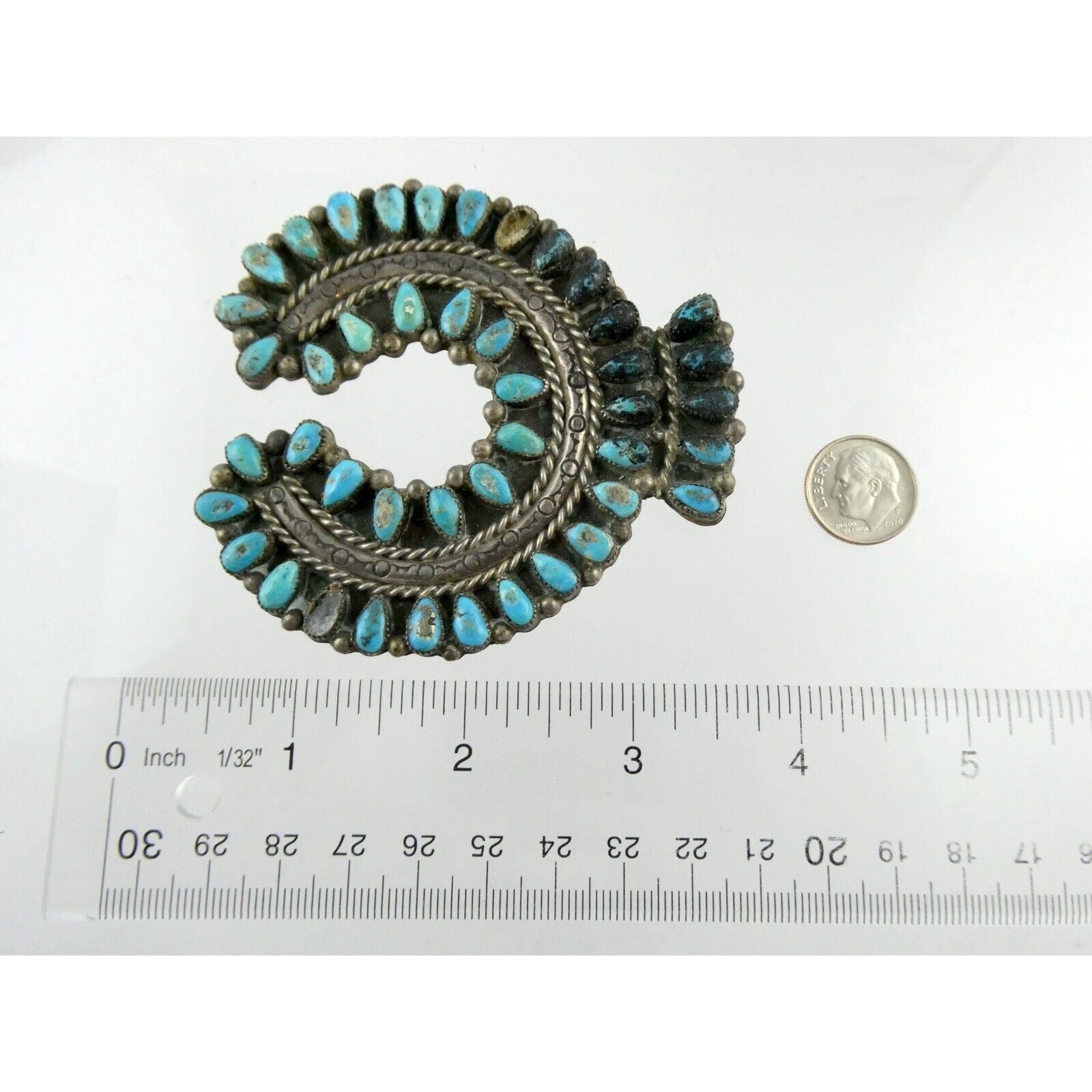 Southwestern NA Sterling Silver Turquoise Squash Blossom Pendant ONLY - AS IS